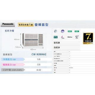 【佲昌企業行冷氣空調家電】國際牌空調 變頻窗型 冷暖 右吹型 3.6kw 5~6坪《CW-P36HA2》空機價