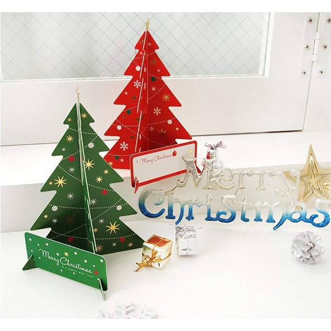 現貨當天寄『聖誕樹卡片 聖誕節裝飾 桌面擺飾 立體卡片』耶誕節 聖誕節派對 聖誕櫥窗佈置 聖誕店面佈置