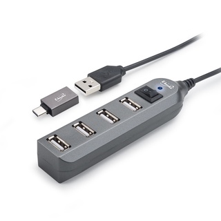 E-books H17 節能開關4孔USB-Hub集線器贈Type C轉接頭