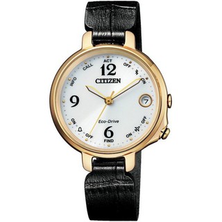 【CITIZEN 星辰】限量 EE4022-16A 藍芽連動 光動能女錶 皮革錶帶 金/黑 33mm 臺南時代鐘錶