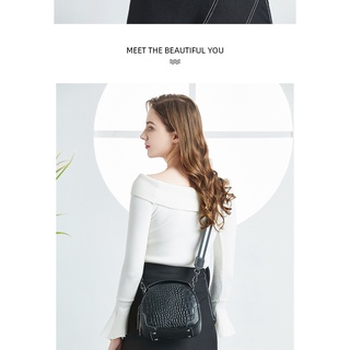新款單肩包側背包多功能鱷魚紋小圓包氣質手提包清新甜美斜跨女包