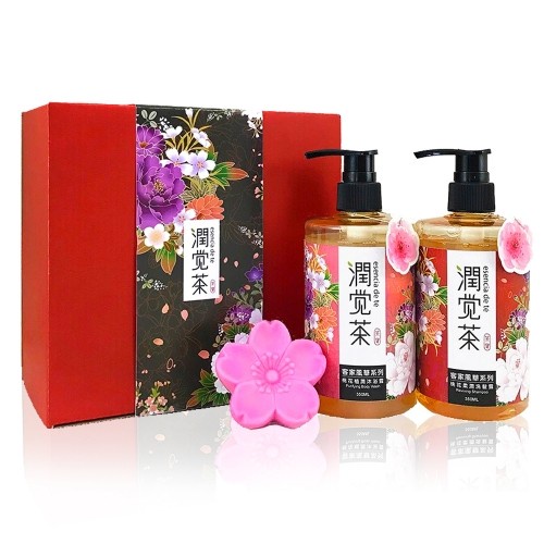 【茶寶 潤覺茶】客家風華桃花禮盒 3件組 (洗髮、沐浴、手工皂)