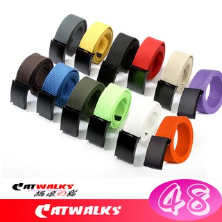 臺灣現貨 Catwalk's-潮流風黑色電鍍扣頭帆布腰帶 十四色可選