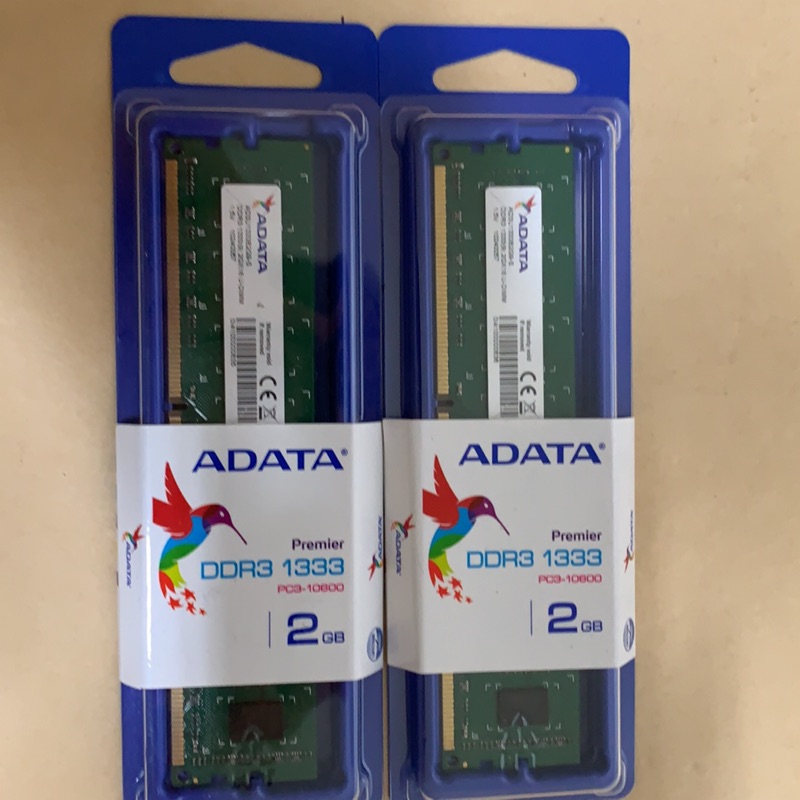 全新未使用 威剛 DDR3 1333 2G 記憶體 2支