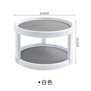 【熊愛貝百貨】雙層旋轉置物架 廚房櫥櫃角落收納架 調味料佐料旋轉架