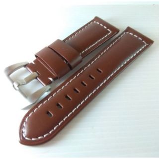 手工棕紅色小牛皮錶帶 24MM 沛納海 PANERAI代用