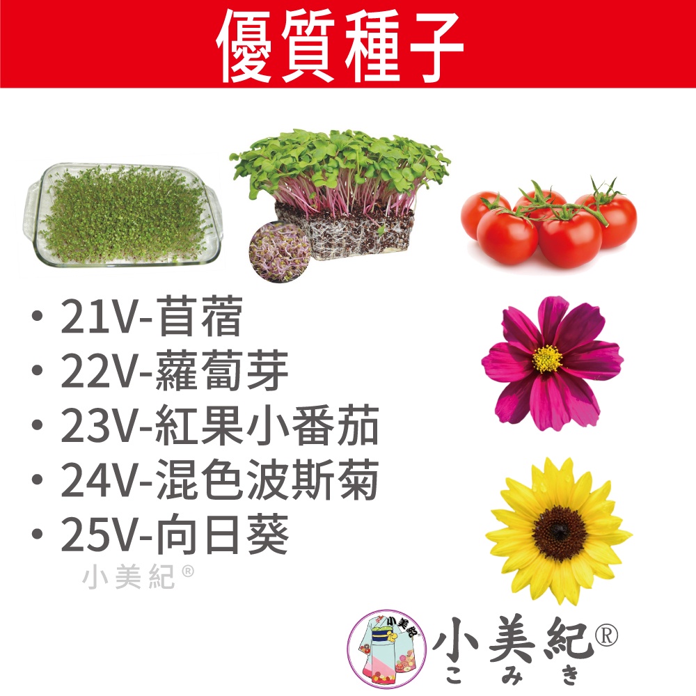 【小美紀】優質 種子(園藝植作)苜蓿 紫蘿蔔芽 小番茄 波斯菊 向日葵 花苗 土壤種植 盆栽 種花 花架 介質花卉 肥料