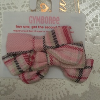 全新美國正品 Gymboree 粉紅格子蝴蝶結安全髮夾