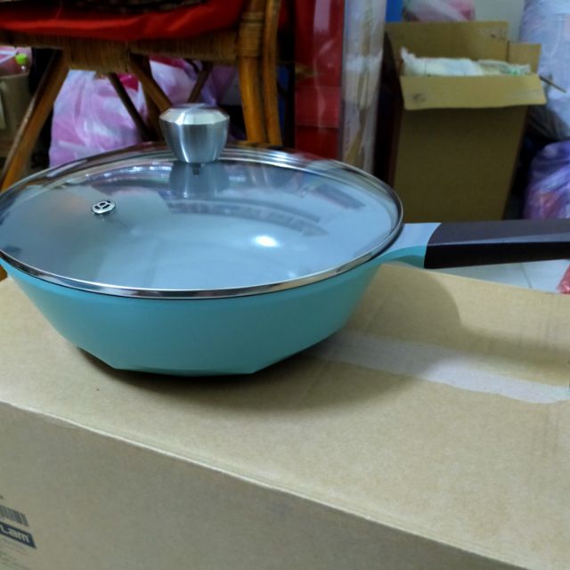 韓國NEOFLAM Carat陶瓷不沾炒鍋30cm+玻璃蓋