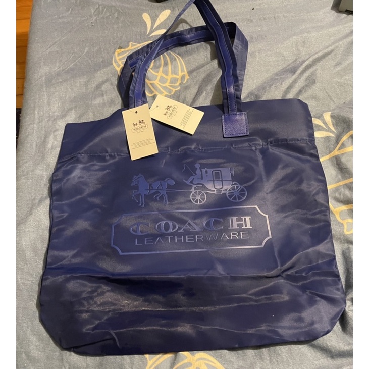 COACH專櫃滿額禮（藍色）防水尼龍環保購物袋（全新）