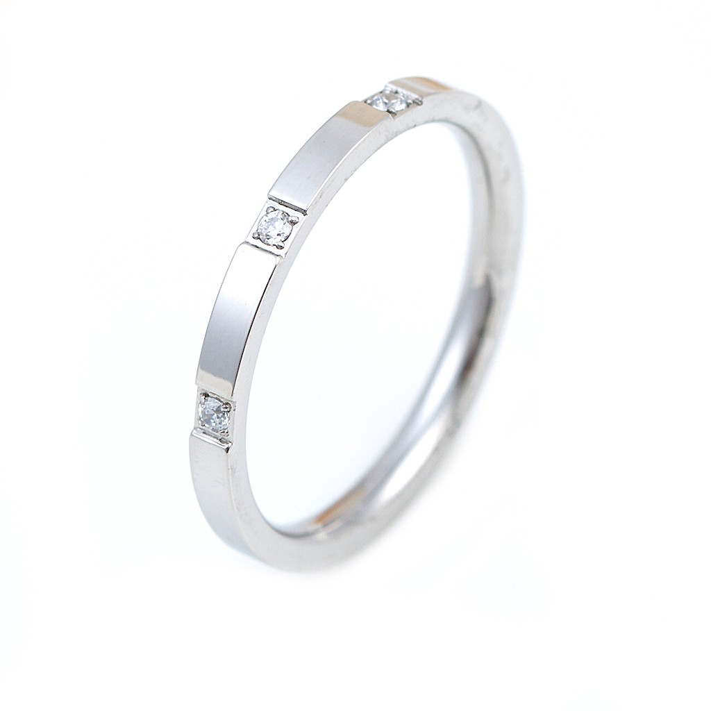小方鑽細款 鋼戒 戒指 16-18號 鈦鋼 防過敏 簡約百搭 潮流款 艾豆 NH7019