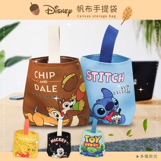 Disney 迪士尼 帆布手提袋 手拿包 餐袋 米奇/小熊維尼/史迪奇/奇奇蒂蒂/三眼怪
