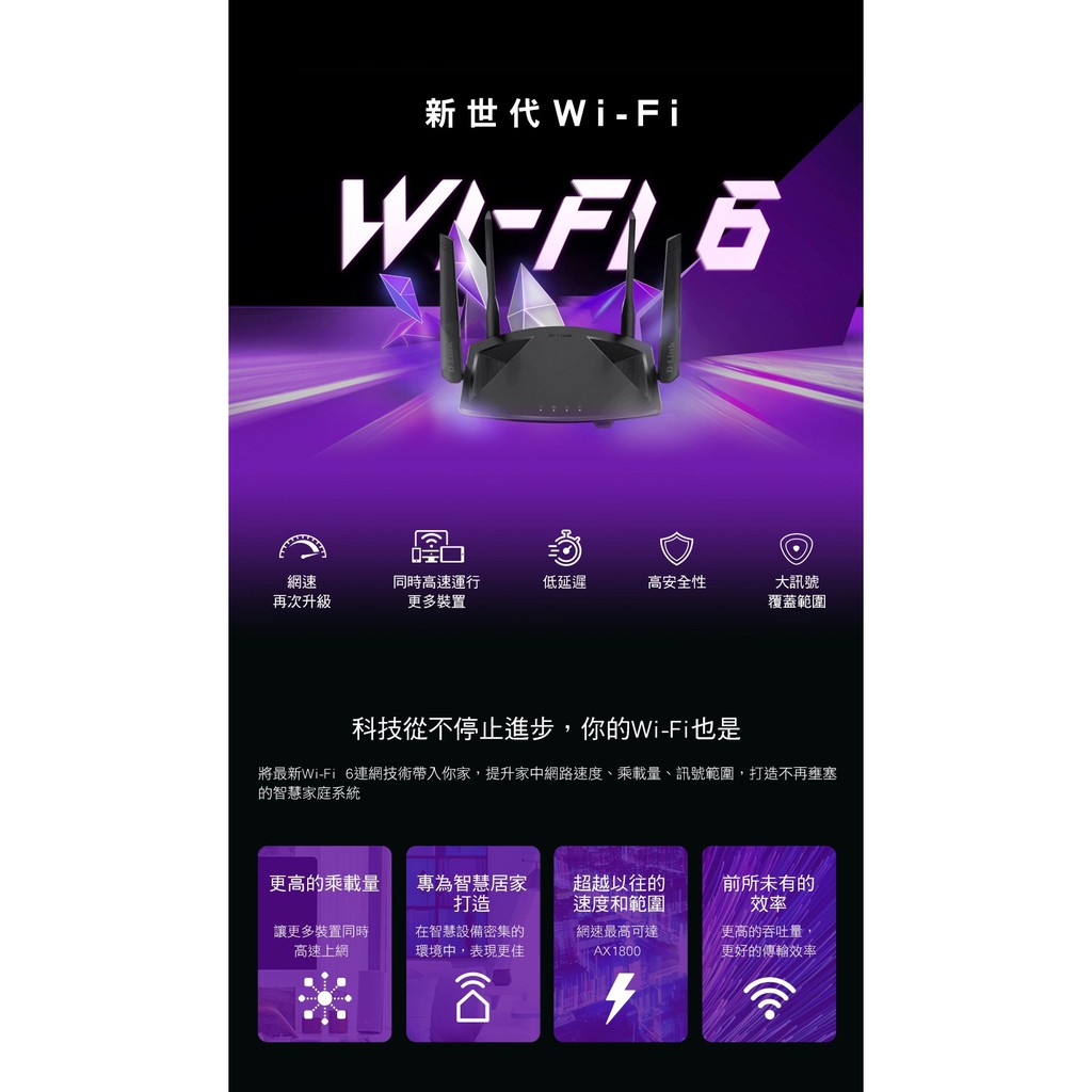 D-Link DIR-X1860 AX1800 Wi-Fi 6 雙頻無線路由器