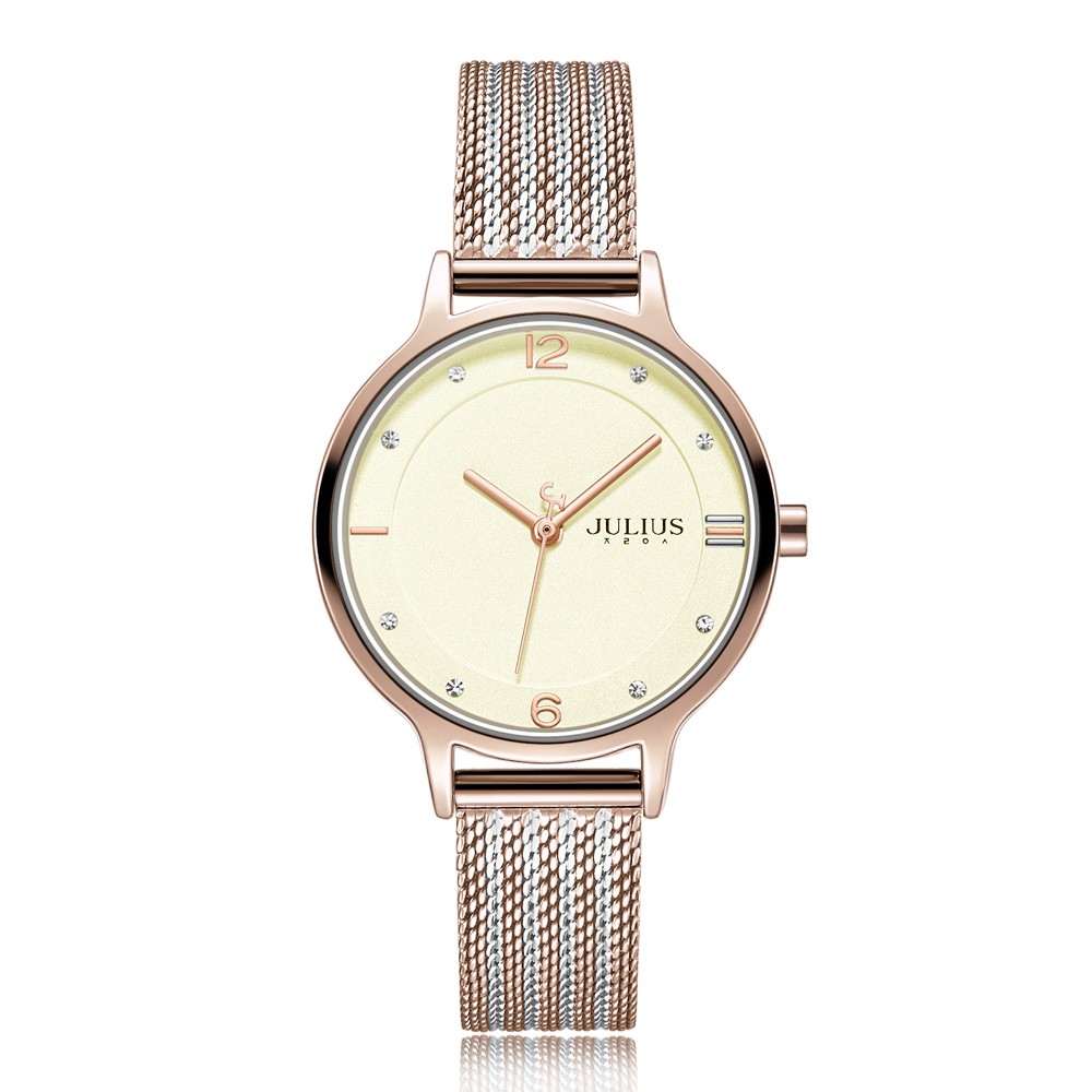 JULIUS聚利時 交織の幸褔雙色米蘭錶帶腕錶(30x37mm) 四色