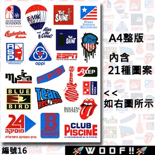 WooF!! #【A4整版16】防水貼紙 潮流貼紙 行李箱貼紙 安全帽貼紙 個性貼紙 惡搞貼紙 美式貼紙 龐克貼紙PVC