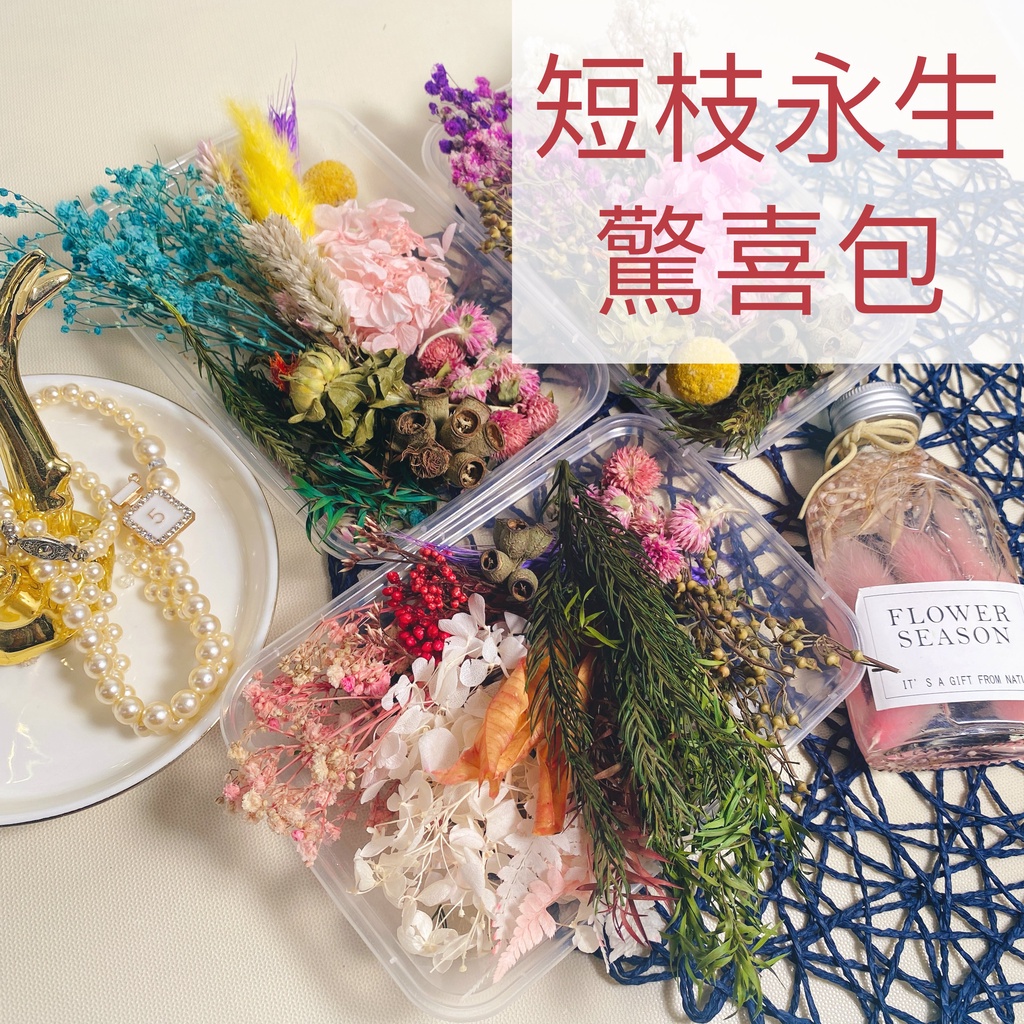 綜合短枝乾燥花永生花驚喜大包裝 1盒90元份量超值 乾燥花材料包材料包 蝦皮購物