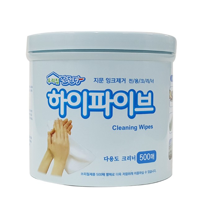 《Chara 微百貨》 韓國 Cleaning Wipes 抗菌 清潔 酒精 濕紙巾 500抽 桶裝