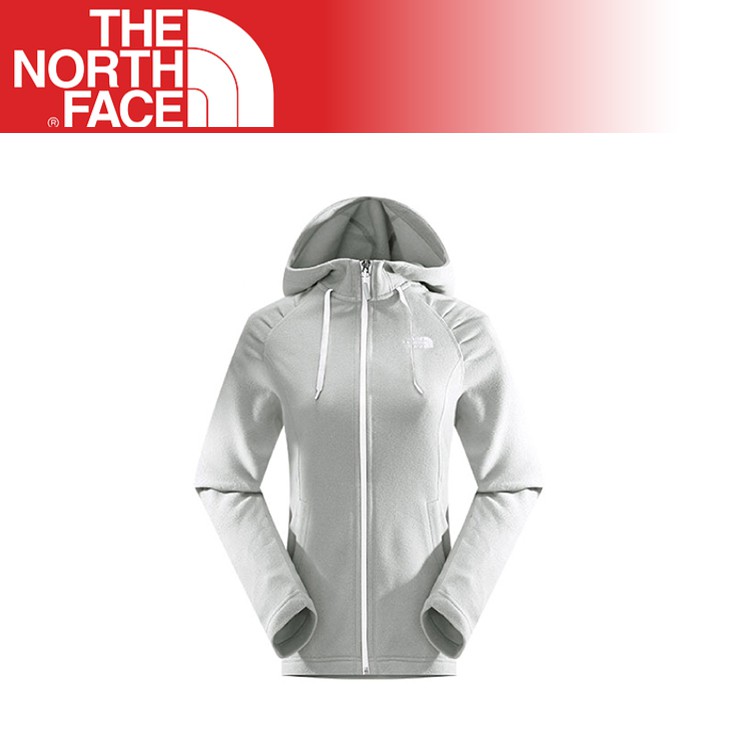 【The North Face 女 刷毛保暖兜帽外套《淺灰白灰》】CUK5/保暖/戶外/休閒/悠遊山水