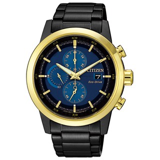 CITIZEN 星辰 (CA0614-51L) ECO-DRIVE 光動能 潮流黑金藍面計時腕錶-43mm