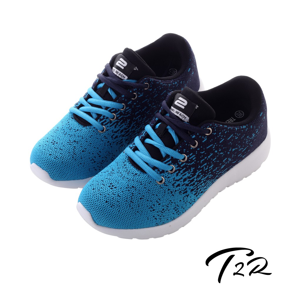 【T2R】韓國T2R飛線編織內增高6公分休閒鞋-藍黑(5600-0240)