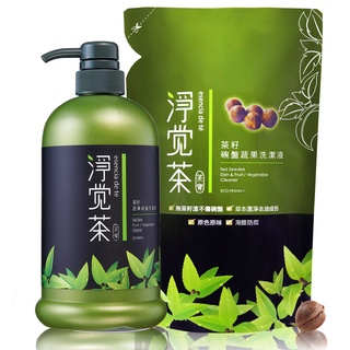 【茶寶】淨覺茶居家清潔 - 茶籽蔬果碗盤洗潔液(罐裝800ml)與環保補充包(袋裝700ml)<全植物製>