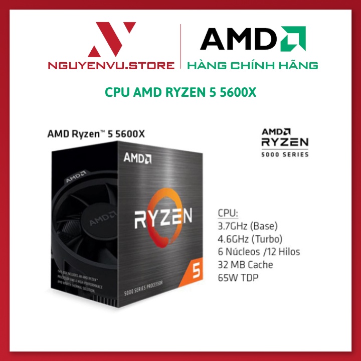 Cpu AMD Ryzen 5 5600X (3.7GHz Boost 4.6GHz 6 核 12 線程 32MB 緩存