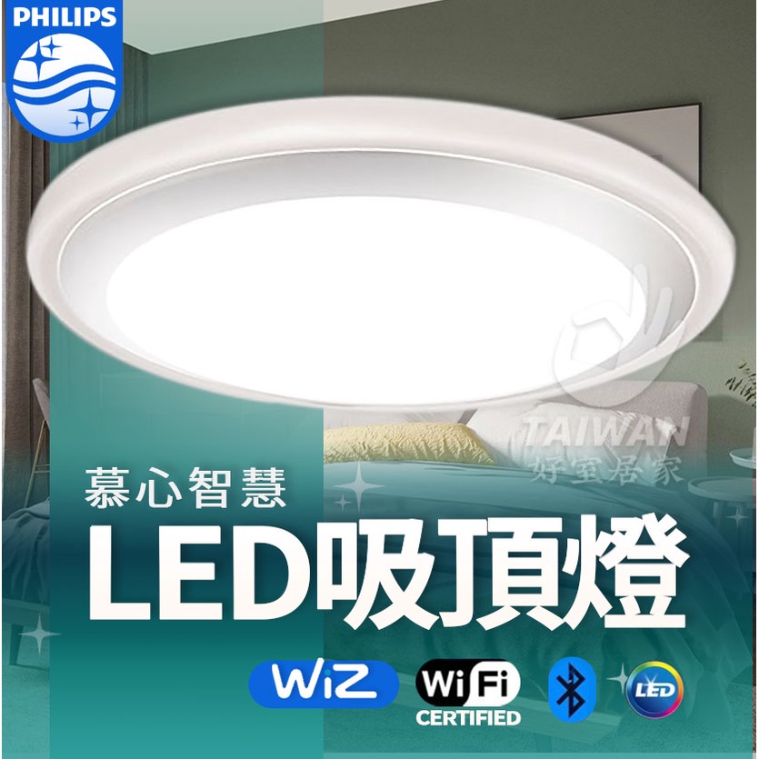 🔥免運🔥Philips飛利浦 36W LED WiZ 智慧照明 慕心智慧 LED吸頂燈 銀色 PW009 氣氛燈 房間燈