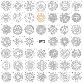 Blg 48pcs / 套曼陀羅模具 DIY 繪畫剪貼簿著色壓花相冊裝飾模板