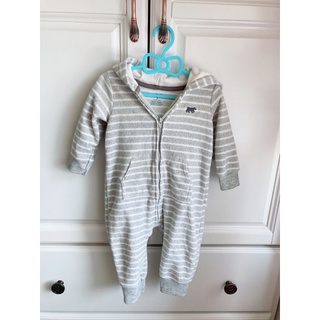 carters 卡特 灰色白色連帽 條紋 兔子裝 連身服