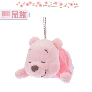＊FollowV＊日本玩具《現貨》櫻花季限定 粉紅色小熊維尼 睡覺趴姿 珠鍊絨毛玩偶 鑰匙圈/吊飾 絕版 迪士尼商店