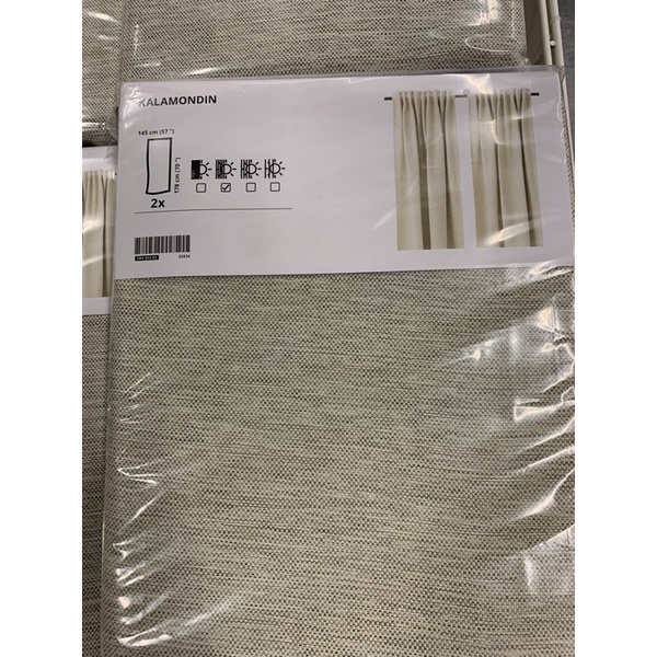 IKEA米色 部份遮光窗簾 兩片 KALAMONDIN 145X178公分
