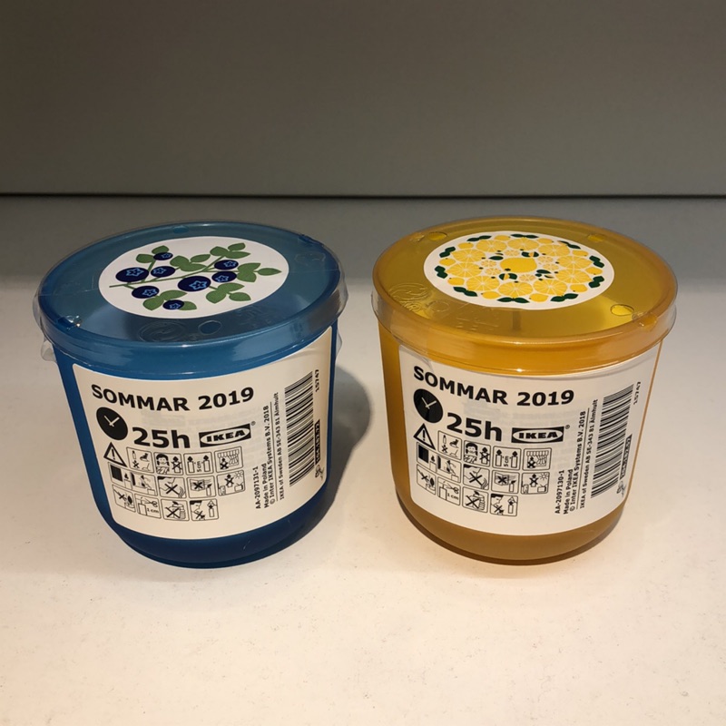 Ikea 新品蠟燭香氛杯狀蠟燭SOMMAR 檸檬🍋藍莓/藍色 蠟燭含玻璃杯NJUTNING