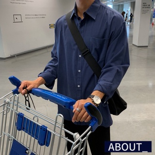 【ABOUT_歐巴】簡約質感水洗休閒長袖襯衫 韓 上衣 襯衫 百搭 ins 男