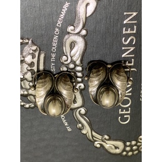 Georg Jensen 喬治傑生1994年首刻銀石耳環 夾式耳環 s925 純銀耳環 絕版品
