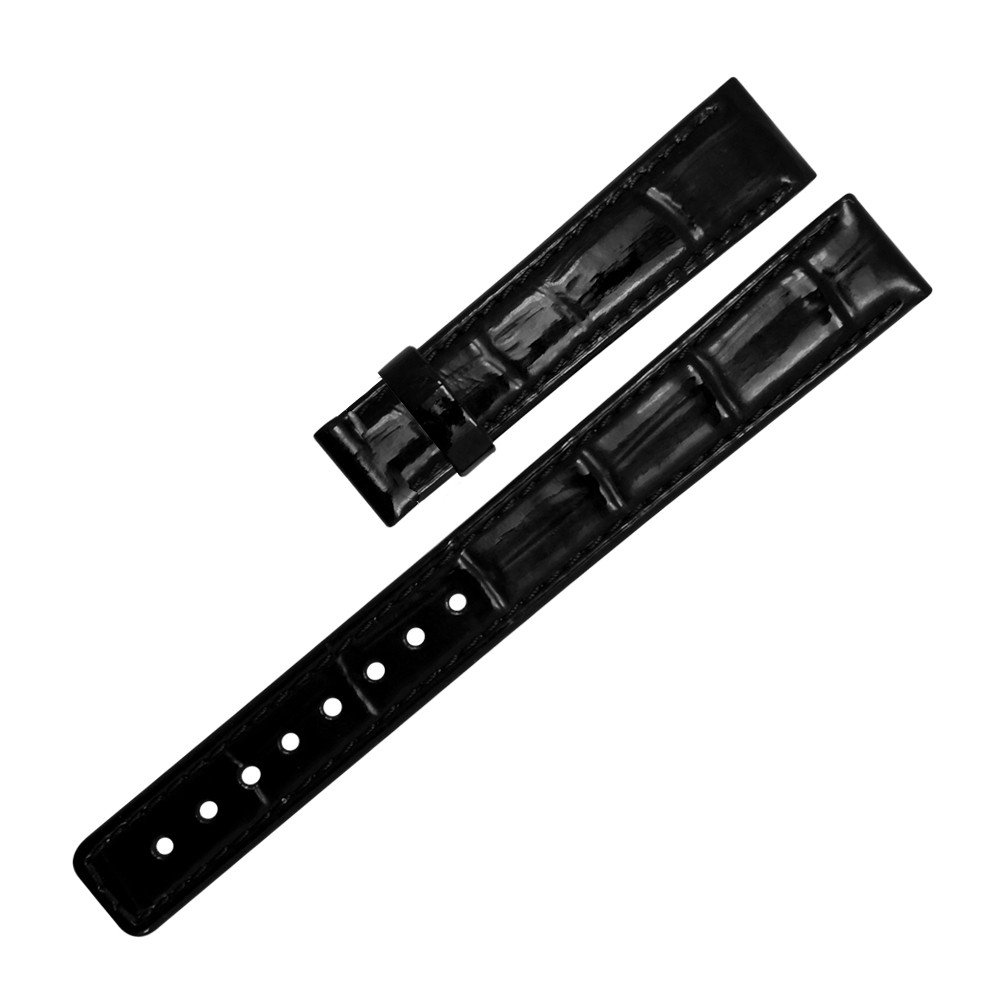 Watchband / 13.15.16 mm  / SEIKO LUKIA 精工 別緻鮮亮壓紋牛皮替用錶帶 黑色