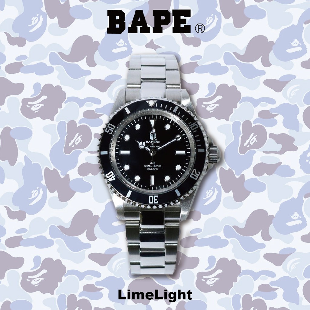 ☆LimeLight☆ APE BAPE TYPE 1 BAPEX NO DATE 無日期 黑水鬼 機械錶 手錶