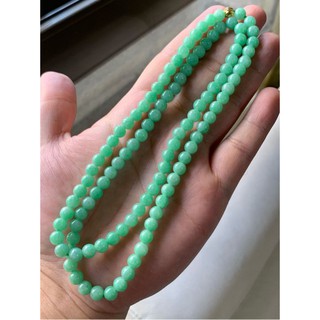翡翠A貨～蘋果綠~滿綠6.6MM項鍊~108顆~手珠~手串~串珠~手鍊～珠串手鏈～珠子玉珠~圓珠~緬甸翡翠~緬甸玉~