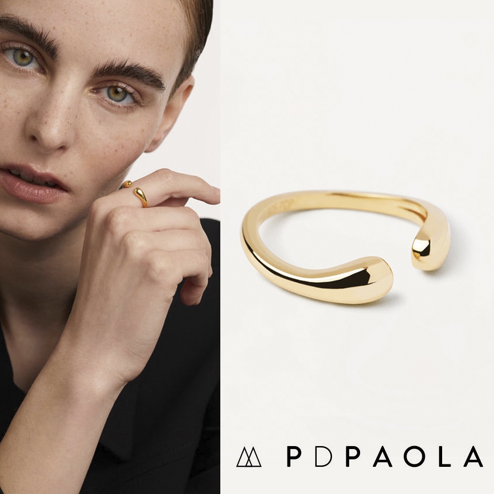 PD PAOLA 西班牙時尚潮牌 C型環抱戒指 簡約金色戒指 CRUSH