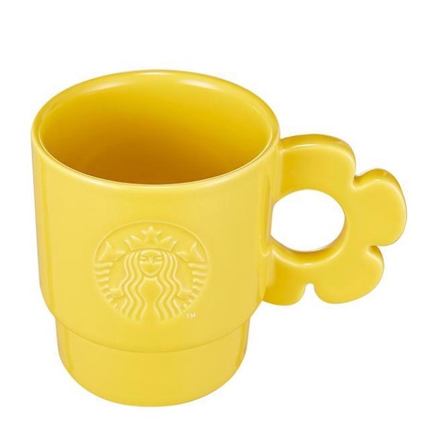 🍀【韓國現貨】2022韓國星巴克夏季黃色花朵馬克杯355ml 陶瓷馬克杯 咖啡杯 手把杯