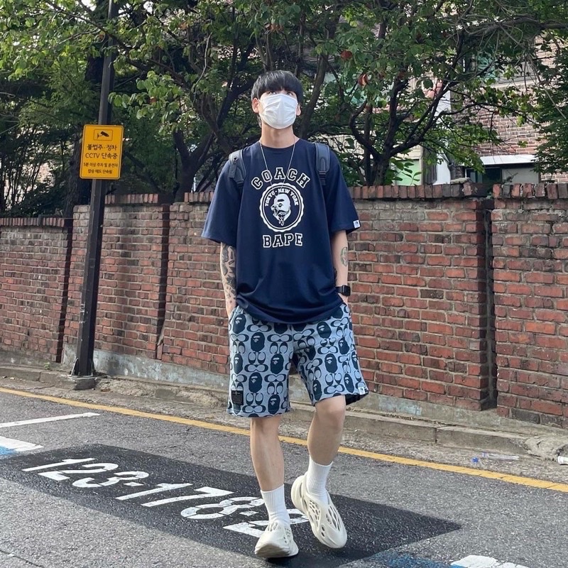 BAPE X COACH COLLEGE TEE 聯名款 猿人頭 恐龍 短t