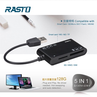 【RASTO】RT3 晶片ATM+五合一記憶卡複合讀卡機 ATM晶片卡 SD記憶卡 MicroSD.