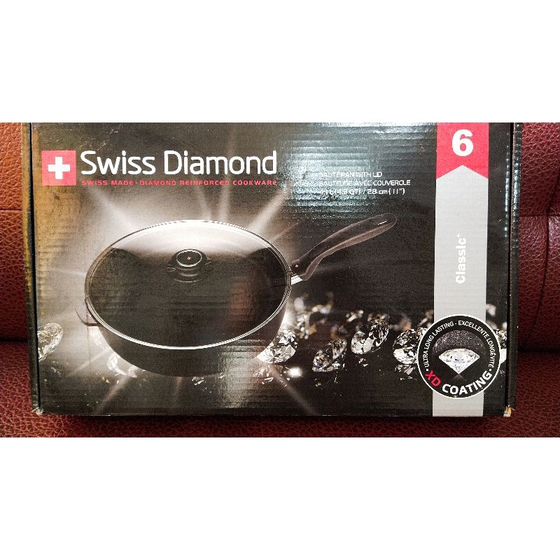 Swiss Diamond 瑞士鑽石圓深煎鍋 全新 28cm  有鍋蓋 全聯鑽石鍋
