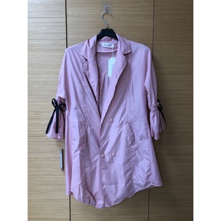 粉色外套 造型七分袖外套 薄外套 女生風衣