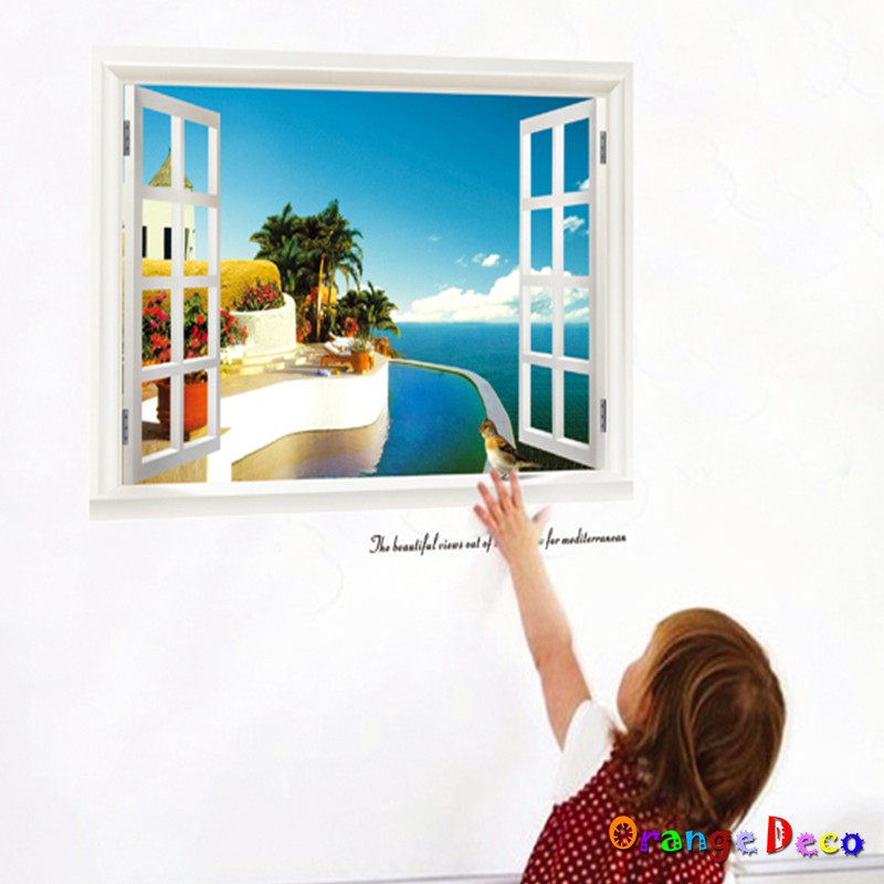 【橘果設計】地中海窗景 壁貼 牆貼 壁紙 DIY組合裝飾佈置