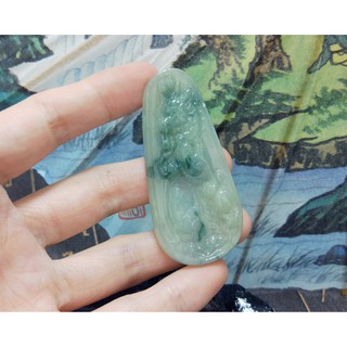 【禾賢行】天然翡翠.緬甸玉.冰糯飄藍花-神龍護法.手工精雕墬子.項鍊.玉珮.ZGP0I386575