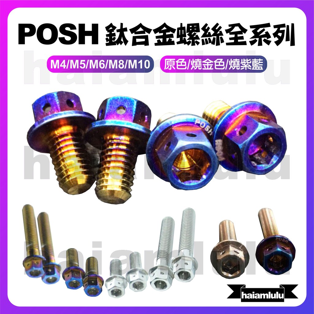 POSH M10系列P1.25牙 鈦合金螺絲 內外六角 鈦合金螺絲 正鈦燒色 鈦螺絲