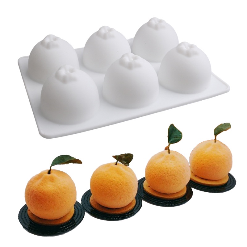 6連橘子矽膠模具 法式橙子水果蛋糕慕斯模具 蠟燭手工皂布丁果凍冰模 DIY烘焙工具