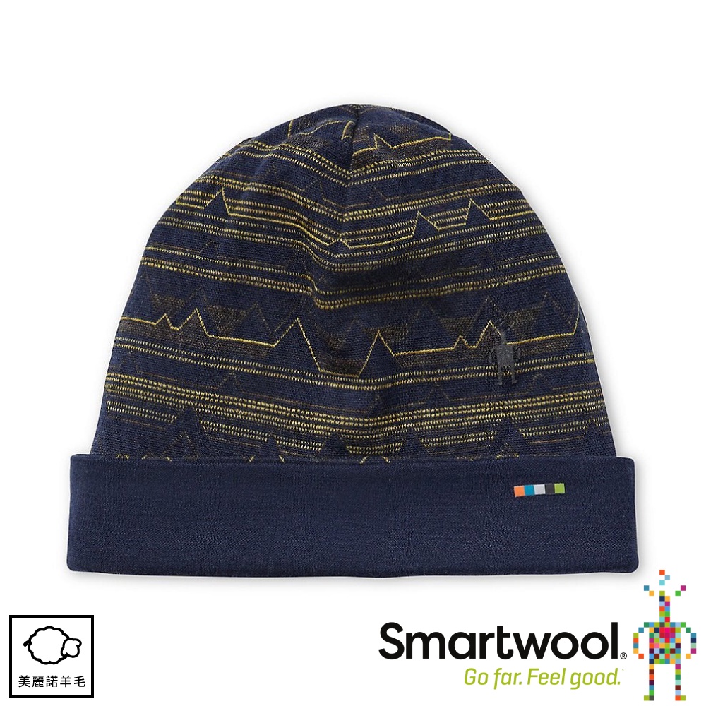 【SmartWool 美國 NTS 250 反摺印花毛帽《深藍幾何山紋》】SW0SC181/針織帽/羊毛帽/保暖帽