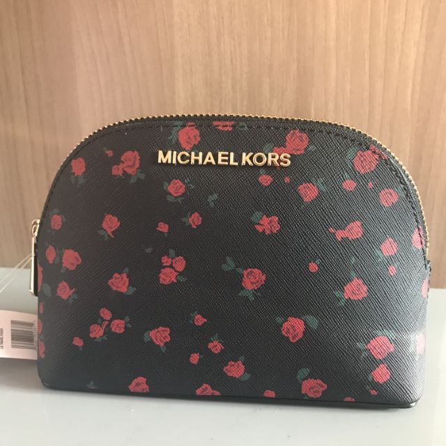 Michael kors Mk 化妝包 拉鍊小包 零錢包 玫瑰 手機包