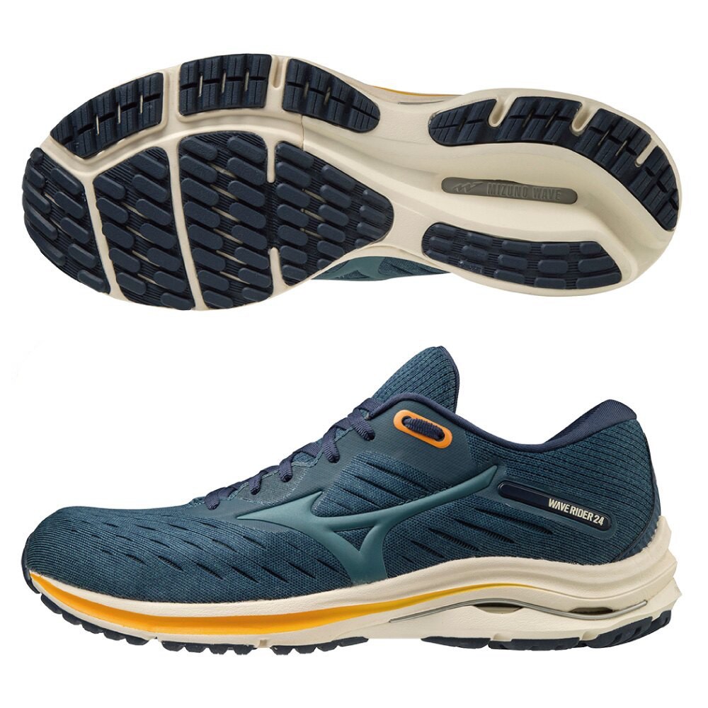 美津濃慢跑鞋 MIZUNO WAVE RIDER 24 男款 慢跑鞋 運動鞋 休閒鞋 男鞋 藍 綠 J1GC200323